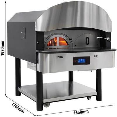GGM Gastro Gas Pizzaofen - 6x 30cm - Touch - Rotierend - mit Holzreservoir Zilver / Grijs