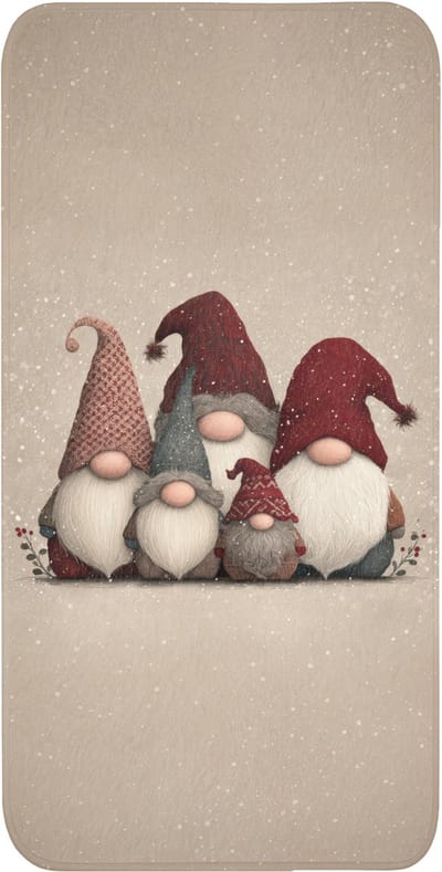 WC mat 60x120 cm - Antislip - Kabouters - Kerst - Sneeuw - Puntmutsen - Toiletmat - Vloermat - Douchemat - Toilet tapijt - Toiletmatten