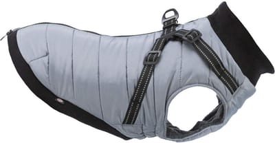 Hondenjas met tuig - Honden winterjas - Buitenactiviteiten hond - Geïntegreerd tuig reflecterend - 36 cm borstomvang - Grijs