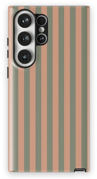 DripCase Gestreept Hoesje Samsung Galaxy S23 Ultra | Backcover met Mag | Stripes Motief | Trendy Case Samsung Galaxy S23 Ultra met Strepen Sweet Sage