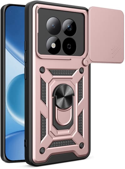MobyDefend Hoesje - Geschikt voor Xiaomi Redmi Note 15 Pro Plus 5G - Pantsercase Met Draaibare Ring - Rosé
