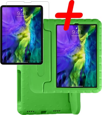 Hoesje Geschikt voor Apple iPad Pro (2022) - 11 inch - 4e generatie - Met Screenprotector - Kinderhoes Shockproof Bumper - Kidsproof Case - Tablet Hoes - Kinder Hoes Cover - Groen