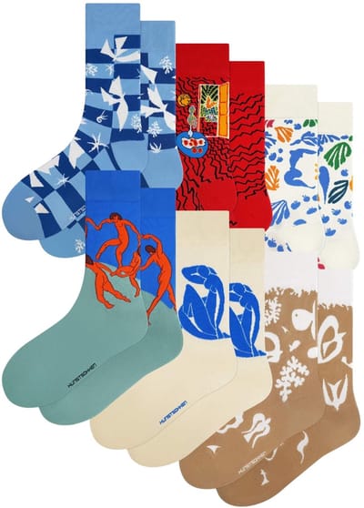 Kunst sokken - Henri Matisse Collectie 6-pack - Sokken Heren 41 46 - Biologisch Katoenen Sokken - funny socks happy - Vrolijke Sokken - Grappige Sokken - Sokken Cadeau