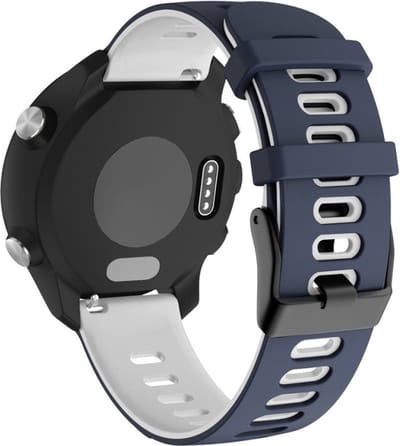 Siliconen bandje - geschikt voor Huawei Watch GT Runner 2 / GT 2(e) 46 mm / GT 3 / 4 / 5 (Pro) 46 mm / Watch 3 (Pro) / Watch 4 (Pro) / GT 6 (PRO) 46mm - donkerblauw-wit