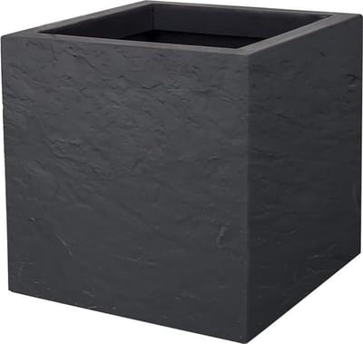 Vierkante pot 21 L - Imitatiesteen decor - Enkelwandig - Wateropslagzone - 295 x 295 x 295 cm - Kiezelgrijs, Tuinpot - Plantenbak