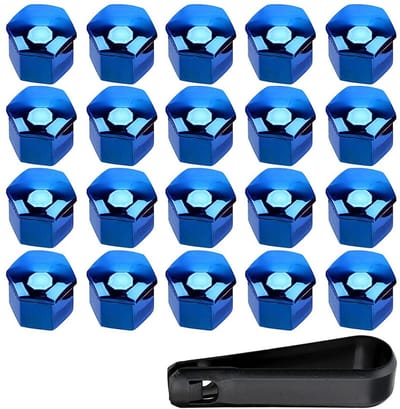 Allecto - Auto Wielmoer Cap - Stofdichte Bescherming - Blauw - Hex Bandenwielbout Moer Covers - 20 stuks voor 17mm Wielbouten