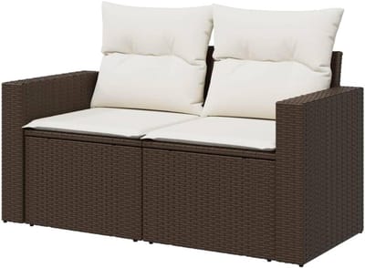 Tuinbank 2-zits - Loungebank buiten - Ontspannen in tuin - Onderhoudsarm poly rattan - 131 x 62 x 69 cm