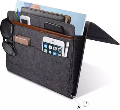 Scoby - Bedside Pocket - Bankopberger - Bed Organizer - Vilten Opbergzak - Voor Bank en Bed - 29X22X3CM - Donkergrijs