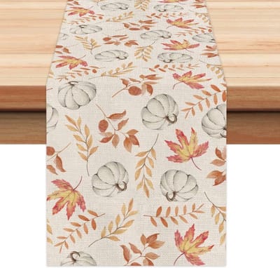 Tafelkleed-tafelzeil-tafelkleed buiten-2 artikelen Oranje pompoen esdoornblad herfst tafelkleed - Seizoensgebonden herfst keukentafeldecoratie huisfeestdecoraties - oranje kleur-33x180cm