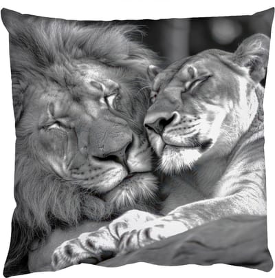 Sierkussens - Kussentjes Woonkamer - 50x50 cm - Leeuwen - Dieren - Zwart - Wit - Leeuw