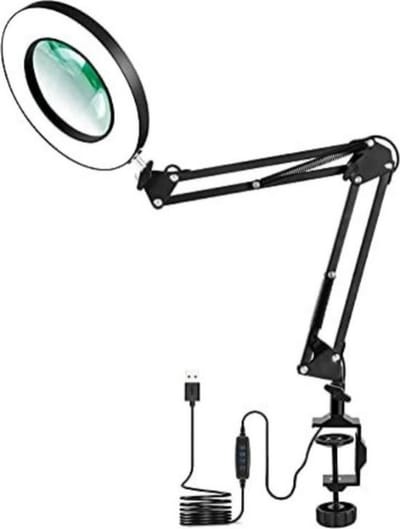 Loeplamp met led verlichting - Loeplamp met rolstatief - Staande loeplamp met verlichting - 17 inch - Zwart