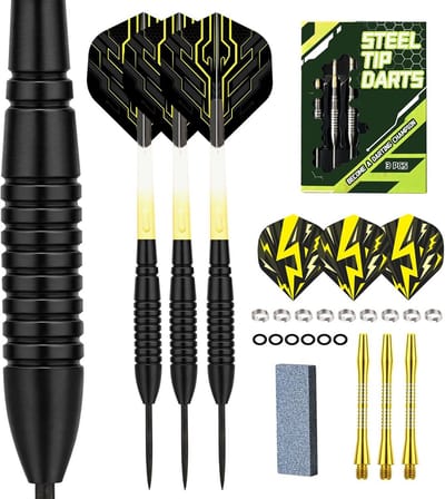 22 Gram Stalen Punt Darts Set - 3 Stuks Precisie Darts met Hardshell Etui en Accessoires