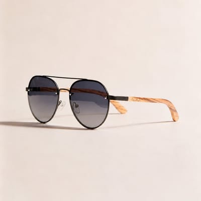 Dzukou Sierra - Zonnebril - Aviator - Heren - Hout - Gepolariseerd