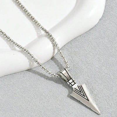 1 stuks Punk Stijl Pijlvormige Hanger Ketting, Verjaardagscadeau Voor Vriend, Geschikt Voor Dagelijks Gebruik white