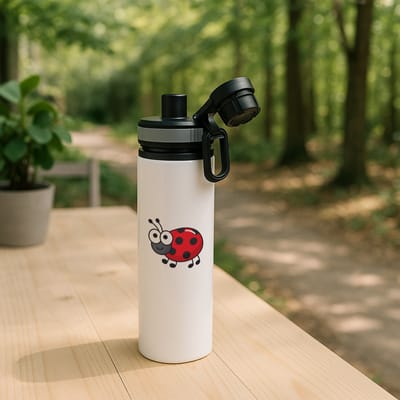 Hacebo® - Lieveheersbeestje waterfles met draaidop grijs - Insecten - Dieren liefhebbers - Dieren - koekendiefje - water fles - 850ML