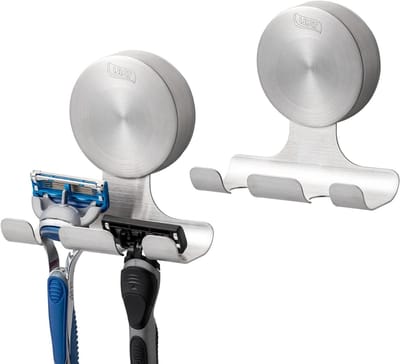 Razorhouder voor de Douche met Zuignap - 2 Stuks RVS Badkamer Haken voor Scheermes, Handdoeken en Badjassen - Multifunctionele Wandhaken voor Organisatie en Ruimtebesparing