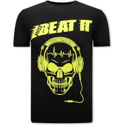 Just Beat It Print Heren T-shirt - Zwart