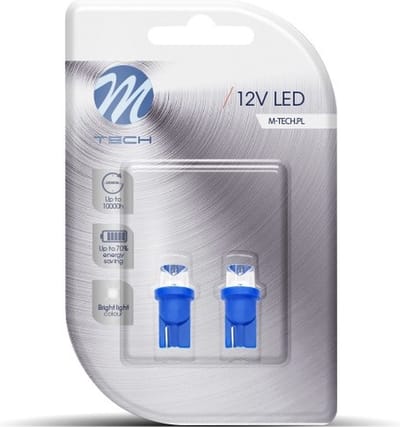 W5W autolamp 2 stuks | LED T10 blauw - 0.29 Watt - 12V DC