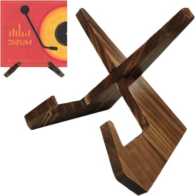 Retro Vinylstandaard van Hout voor Albums en Boeken, Ideaal voor Kantoor en Woonkamer (Bruin)