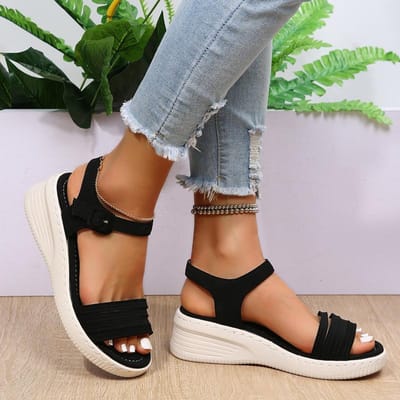 Plateau Sandalen Rome Zomer Verkoop Antislip Gesp Holle Slee Strand Schoenen Casual Buiten Meisjes Zwarte Gladiator Sandalen 41