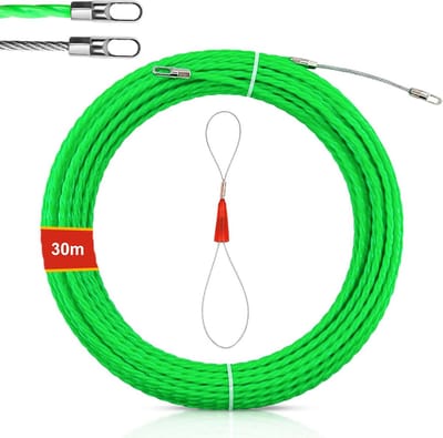 Kabelinvoerhulp 30 m Ophalen Spiral Trekdraad - Kunststof gecoat staal - Flexibel en duurzaam - Voor kabeloverdracht - SnelShoppen