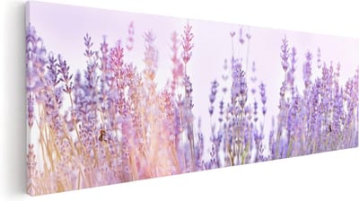 Artaza Canvas Schilderij Bloemen - 60x20 cm - Wanddecoratie Lavendelveld - Muurdecoratie Woonkamer - Kamer Accessoires
