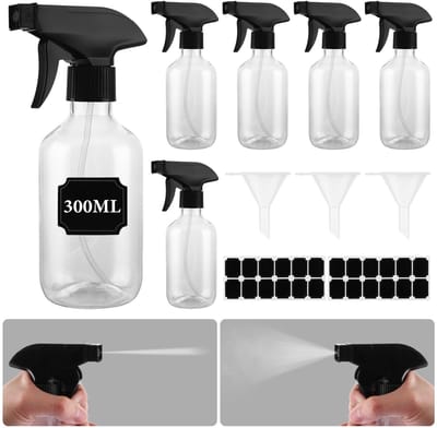 Dailygoods- Spuitfles Set van 6 - 300 ml Leeg - Verstelbare Sproeikop - Kunststof - Voor Huishouden en Planten - BPA-vrij en Duurzaam - Verstuiver