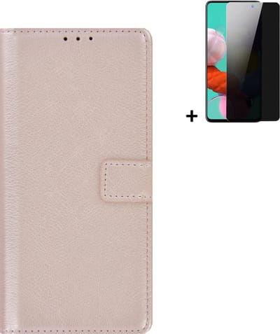 MoDo hoesje Geschikt voor Samsung Galaxy A73 5G - Kunstleer Book Case - Rose goud hoesje met privacy screenprotector