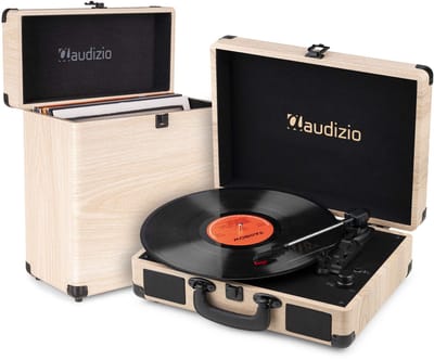 Retro platenspeler met platenkoffer - Audizio RP116LW - Platenspeler Bluetooth - Met speakers - Houtlook