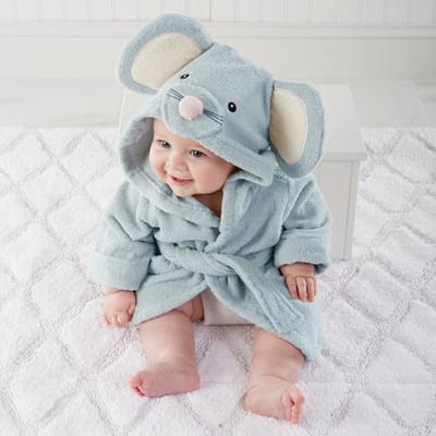 Baby badjas - Komfor - Muis - Licht groen - Inclusief gratis baby borstel & kam