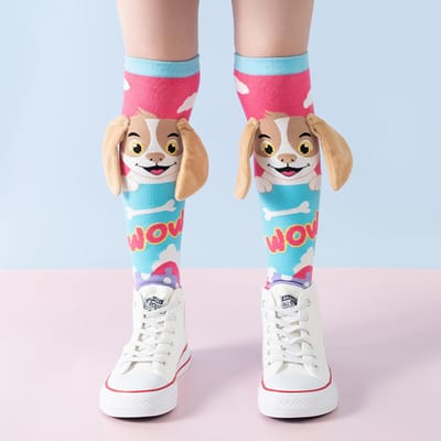 Chien Lapin Dessin Animé Filles Garçons Bas Drôles Pingouin 3D Chaussettes Enfants Fête Festival Enfants Bas Longs Mi-mollets One Size pink