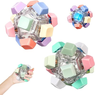 longziming - Fidget Toetsenbord Knop - Mechanische Toetsen Fidget Toy - Stress Relief Klik Speelgoed - Authentiek Mechanisch Tastengevoel - Lichtoplichtend Op Druk - Hoogwaardig Kunststof - Compact En Draagbaar - Ideaal Voor Concentratie - 2 Stuks