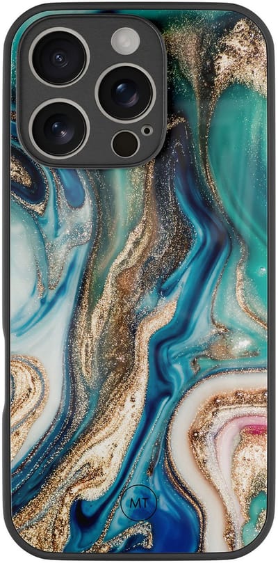 Hoesje geschikt voor iPhone 16 Pro - Magic marble - Luxe Hard Case - Marmer - Groen - Mooie Telefoonhoesjes