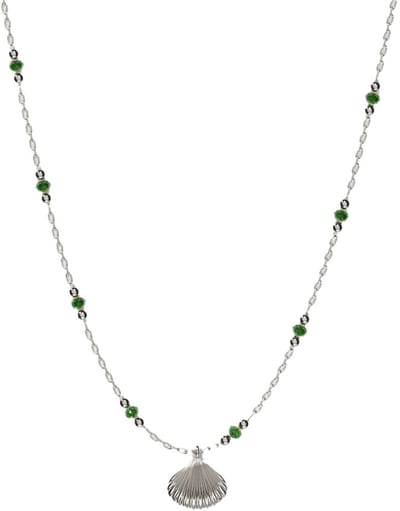 Elysian - Dames Ketting Zilver - Green Shell Halsketting - Gepolijst Roestvrij Staal - Hypoallergeen - 45 + 5cm