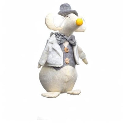 Deurstopper Muizenmotief - Decoratieve Raamstopper van Stof - Woonkamer Accessoire - Bruin en Natuurkleurig - 25 cm
