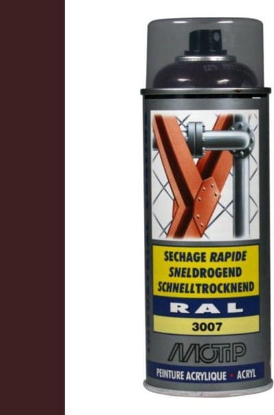 Motip industrial acryllak hoogglans RAL 3007 donkerrood - 400 ml