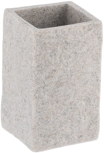 Tendance Badkamer tandenborstelbeker Ruby - grijs - steen look - kunststof - D6 x H10 cm