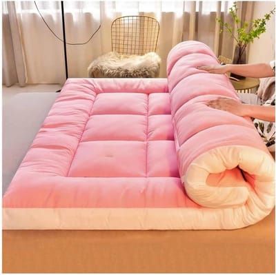 Japanse Vloermatras - Draagbare Futon - Slapen en Reizen - Extra Dik Ergonomisch - 90 x 200 cm - Roze