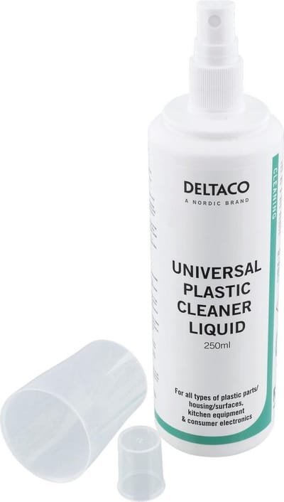 DELTACO CK1024, Reinigingsvloeistof, voor het reinigen van kunststof oppervlakken, 250 ml, wit