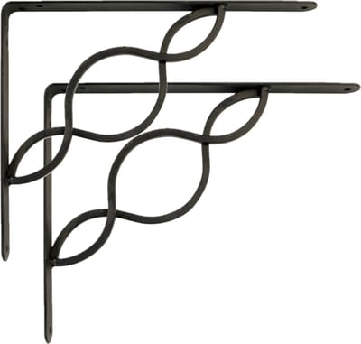 AMIG Plankdrager/steun/beugel Decoratief - 2x - metaal - zwart - H200 x B150 mm - Tot 180 kg - boekenplank steunen