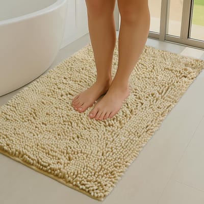 Badkamertapijt - Badmat badkamer - Veilig en droog - Anti-slip en wasbaar - 61 x 91 cm - Beige