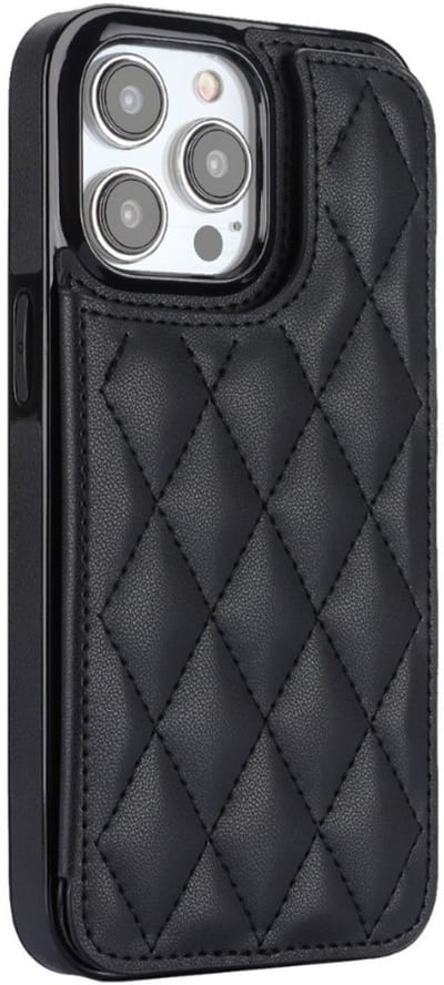 Hoesje geschikt voor iPhone 17 Air - Backcover - Pasjeshouder - Kunstleer - Zwart