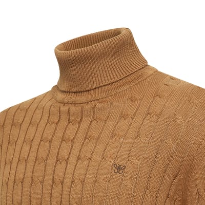 Cappuccino Italia - Heren Trui Pullover Aosta Cable - Bruin - Maat M