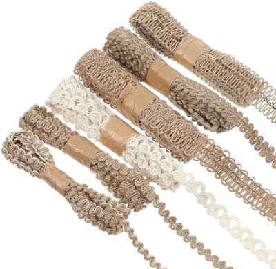 6 Rollen Jute Linten met Kant voor Creatieve Projecten, Cadeauverpakking en Rustieke Bruiloftdecoraties