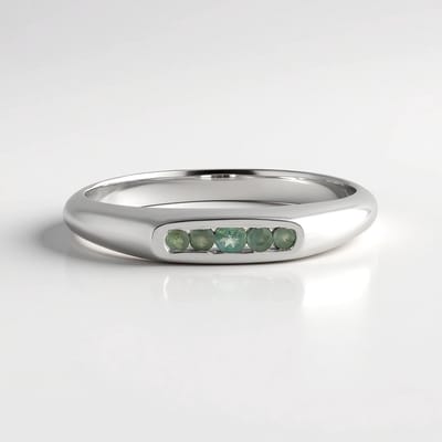 Cavill - Zilveren ring met Alexandriet 0,122 ct - 925 Sterling Zilver geplatineerd - Ronde slijpvorm - Modern minimalistisch design - Luxe damesring