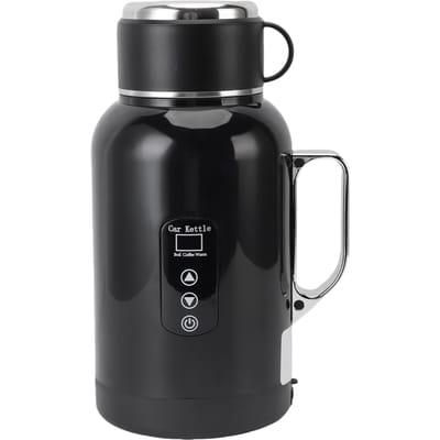 Bouilloire Électrique de Voiture 1300ml Acier Inoxydable 304 Portable Chauffe-Eau Électrique Bouilloire de Voyage Électrique avec LED Température black