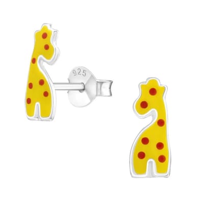 Aramat Jewels | Oorbellen | Vrolijke Zilveren Giraf Oorbellen 11x4mm | | | |4mm | Zilver | Kinderen | Verkleurd niet