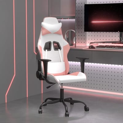 vidaXL - Massage - gamestoel - kunstleer - wit - en - roze