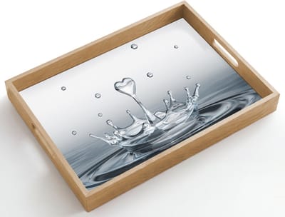 Dienblad hout 50x35 cm - Schootdienblad - Abstract - Modern - Water - Hart - Borrelplank rechthoek - Plateau dienbladen