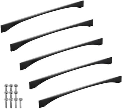 SOTECH 5 stuks aluminium meubelgrepen BLACKLINE XIV BA 320 mm mat zwart (lengte 341 mm, breedte 4,4 mm, hoogte 26 mm) design keukengreep